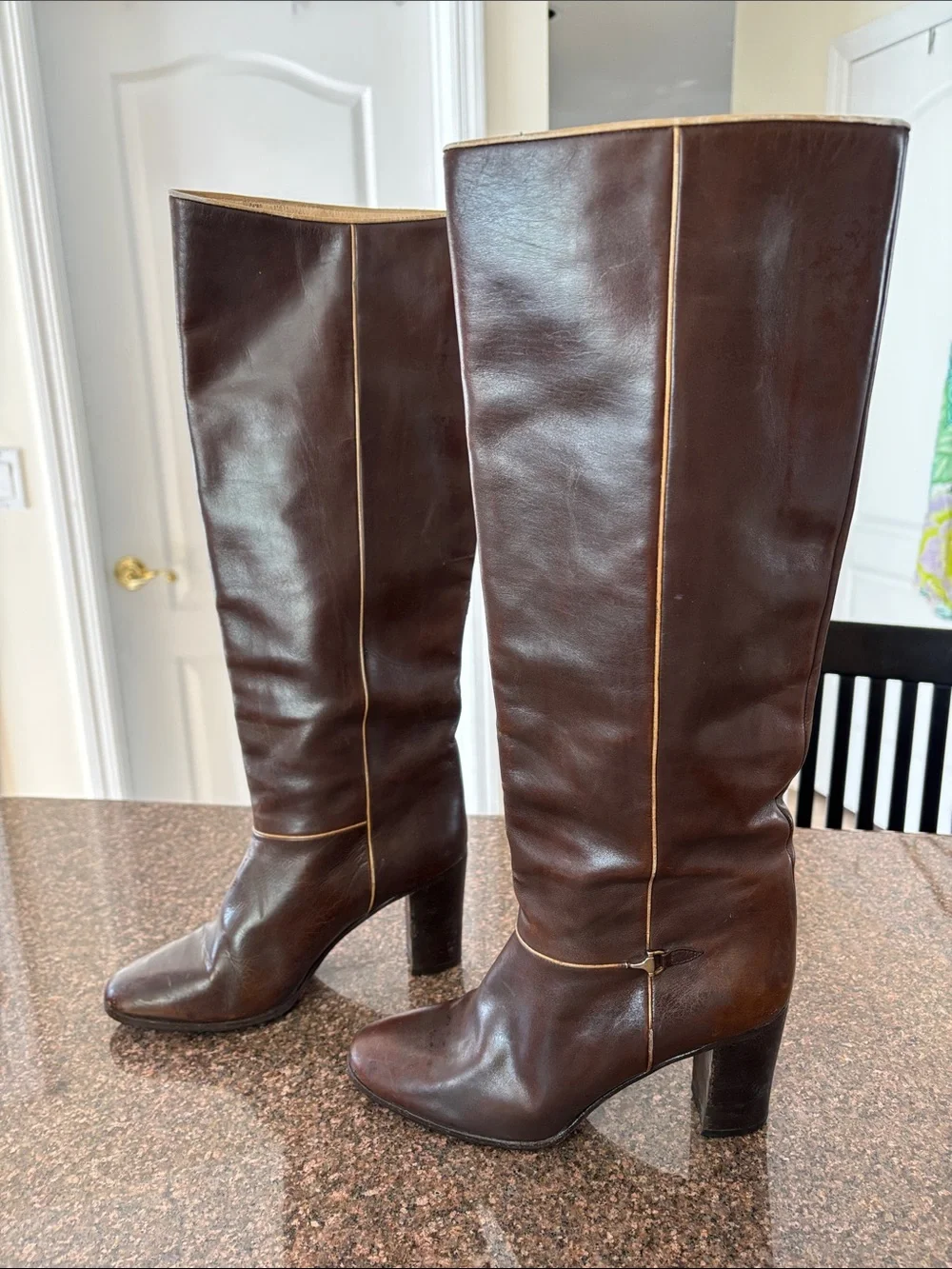 Gucci Ladies dark brown 70’s Horsebit Stacked Heel Boots-7-VINTAGE - Picture 5 of 15